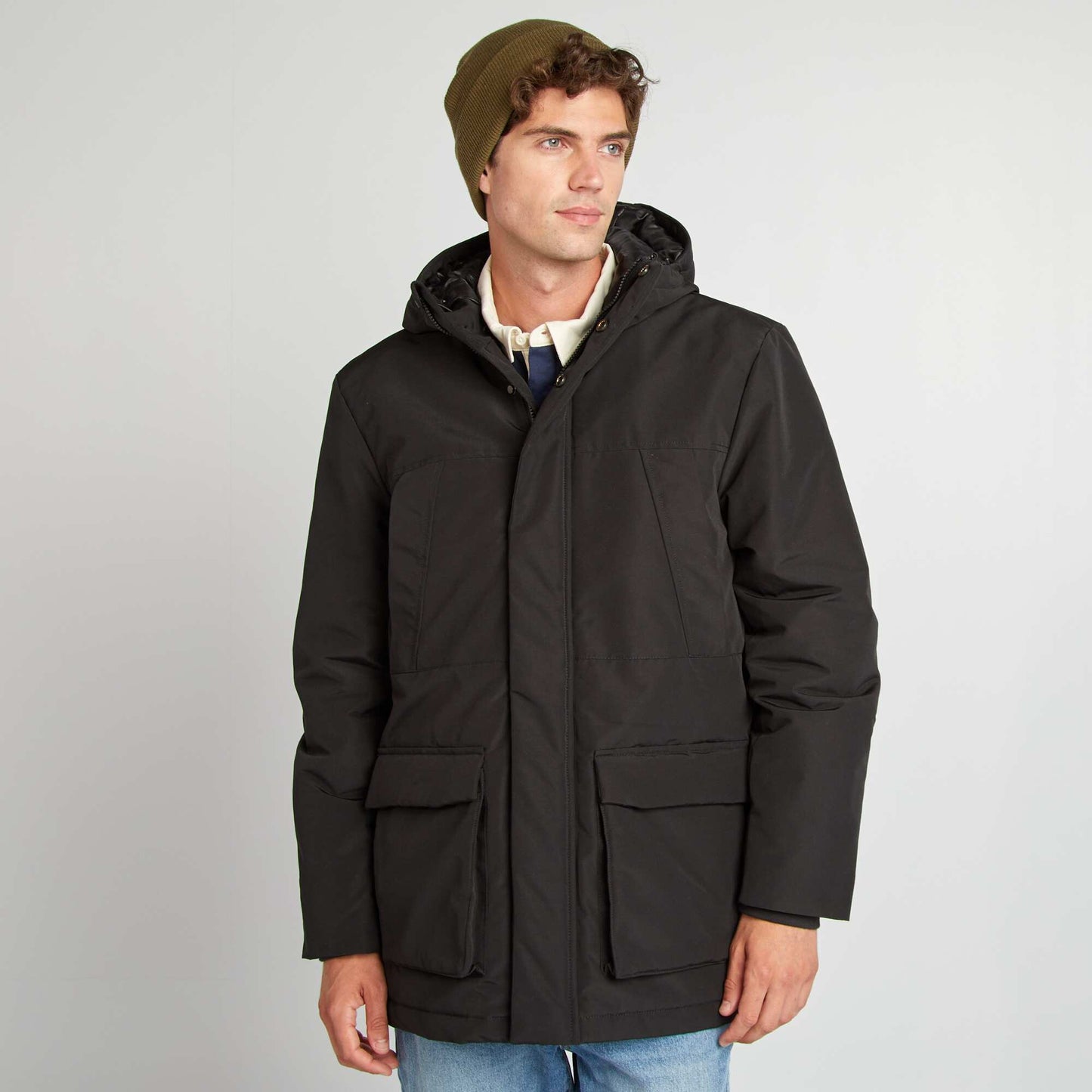 Parka paisse capuche noir