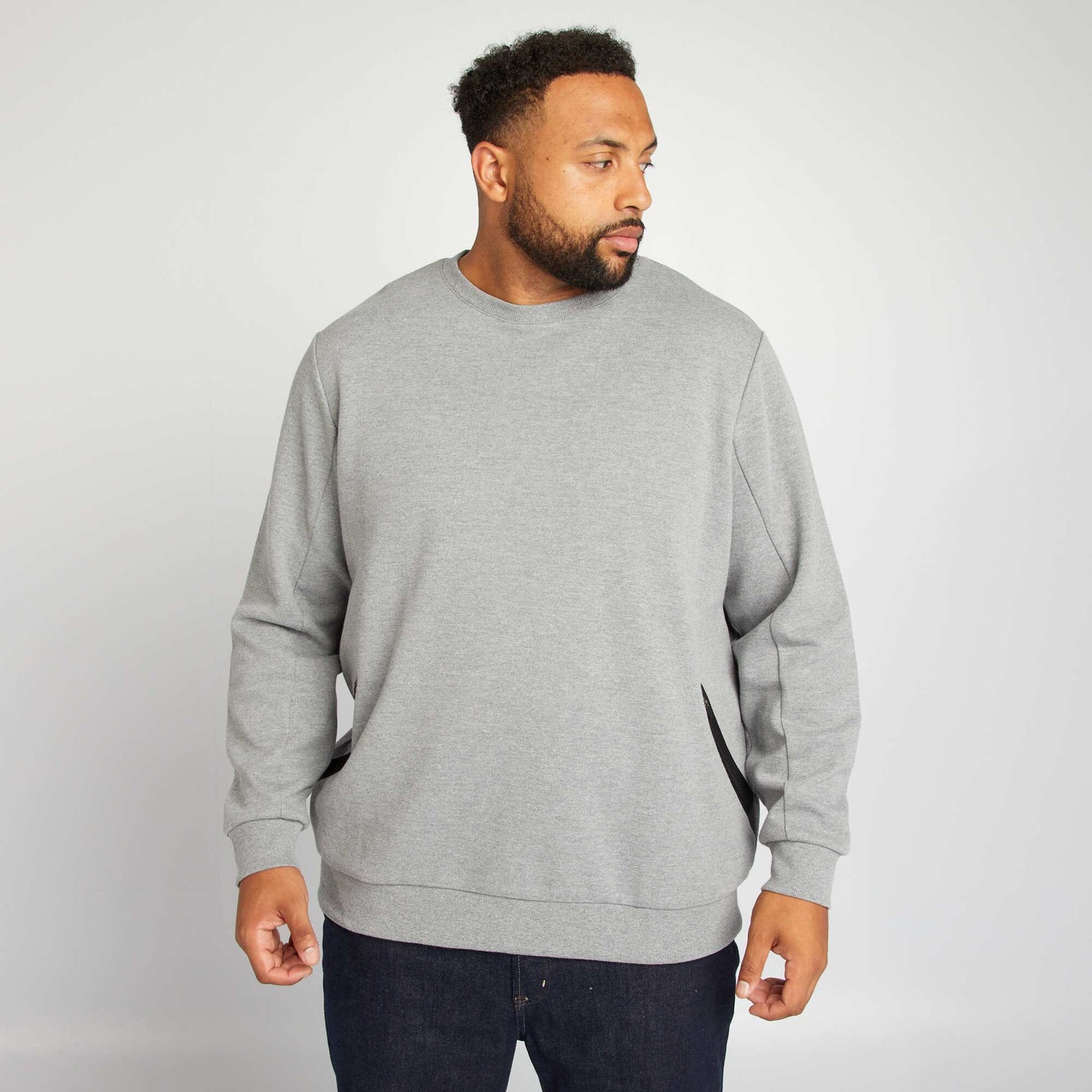 Sweat uni avec poches zipp es Gris