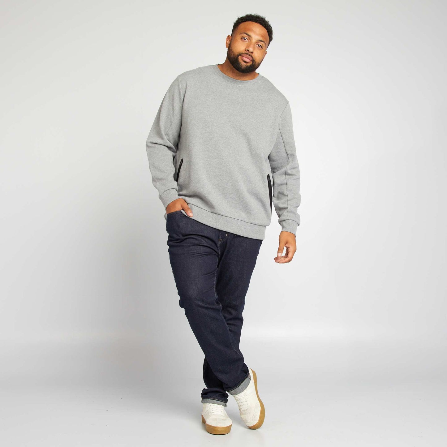 Sweat uni avec poches zipp es Gris