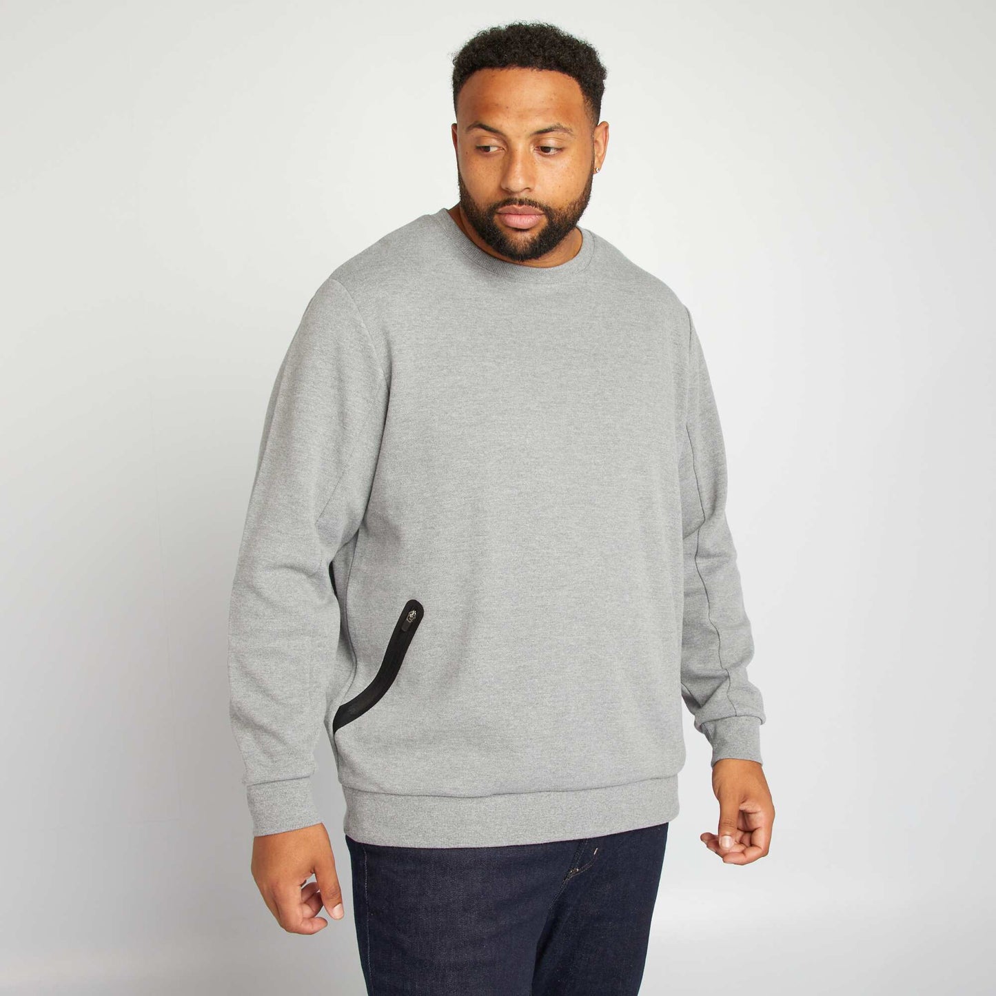 Sweat uni avec poches zipp es Gris
