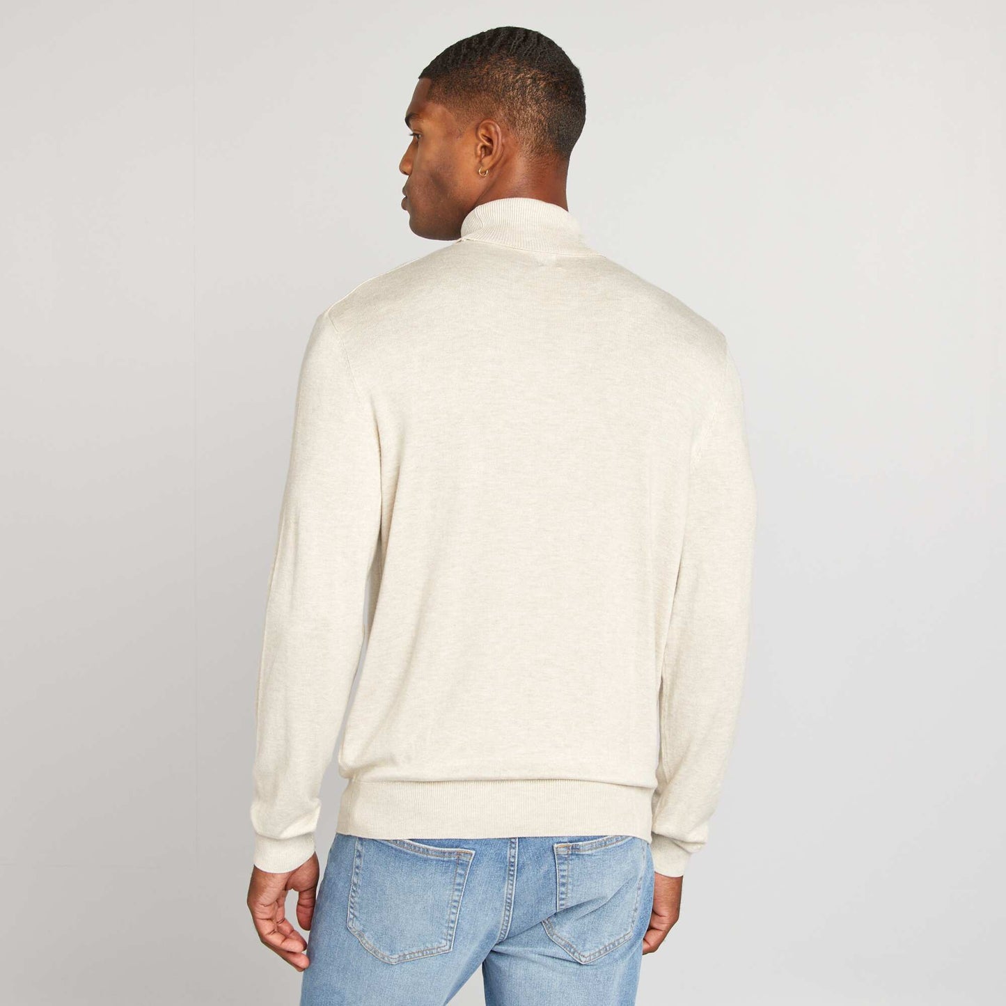 Pull col roul en maille fine Beige clair