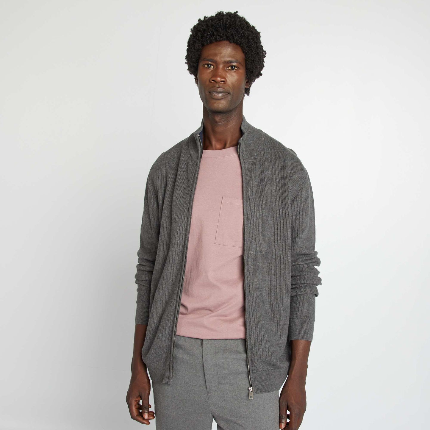 Gilet zipp col montant Gris