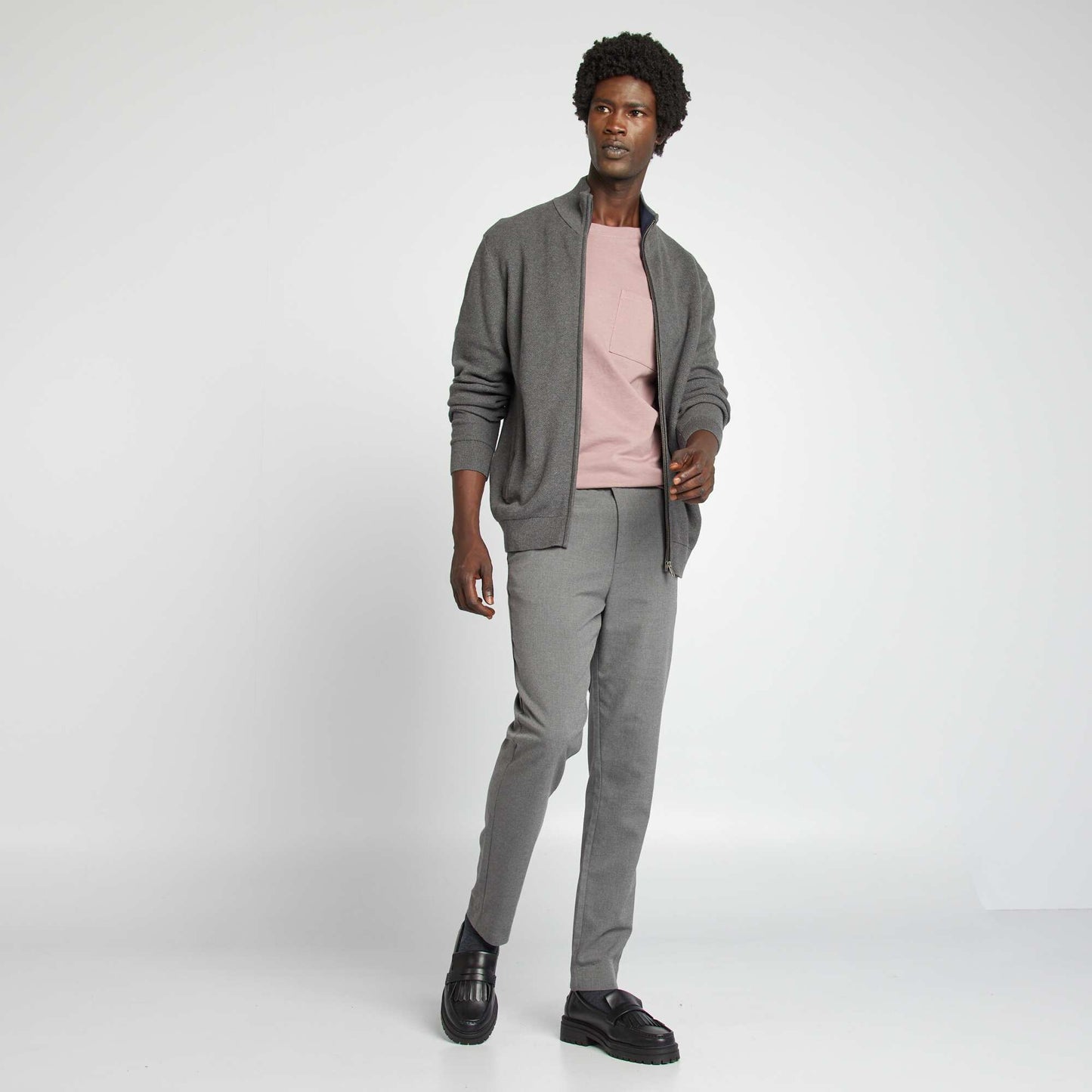 Gilet zipp col montant Gris