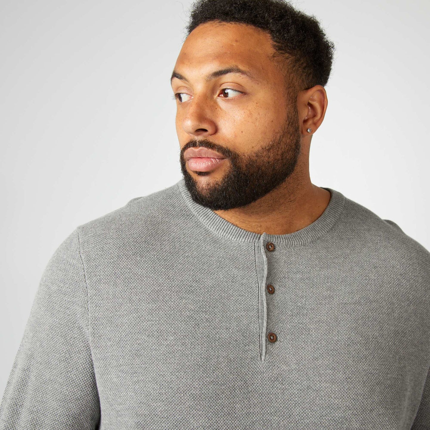 Pull en maille avec col boutonné Gris