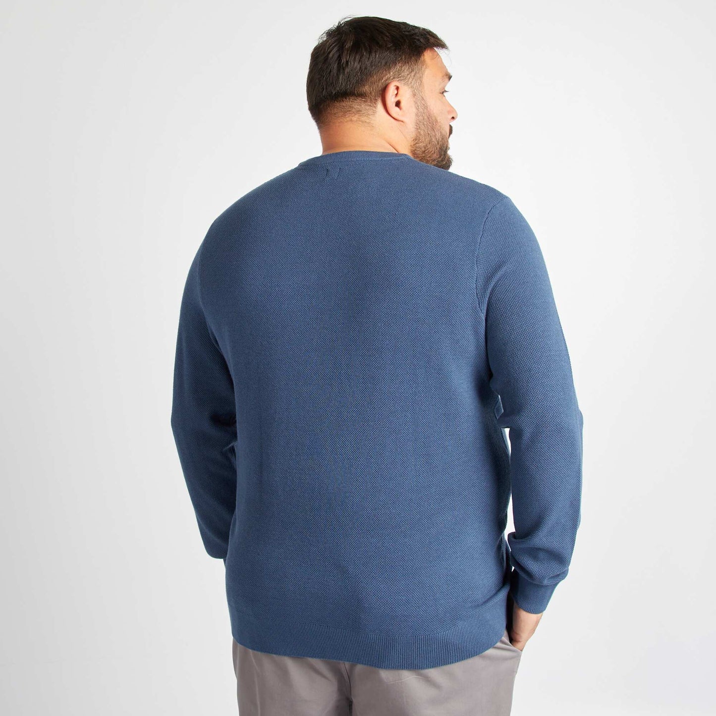 Pull en maille avec col boutonné bleu foncé