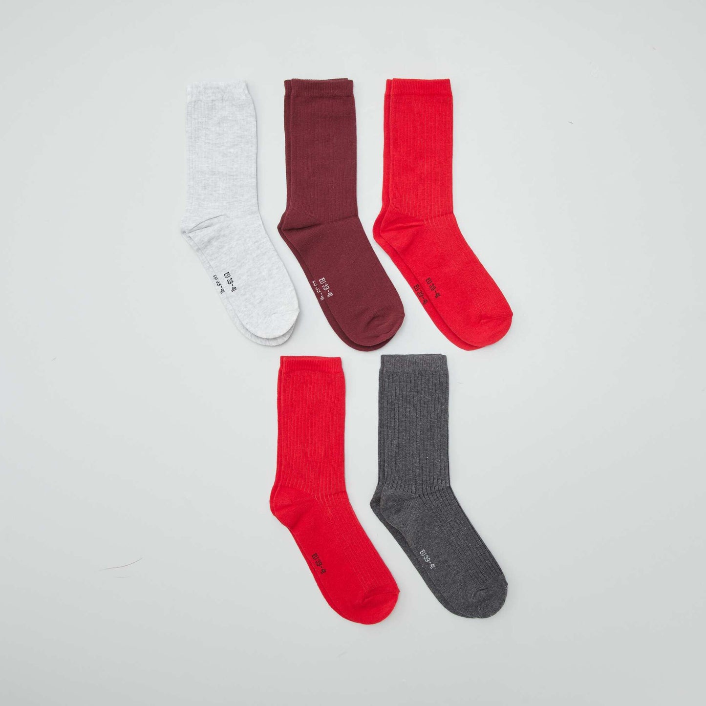 Lot de 5 paires de chaussettes Rouge/gris