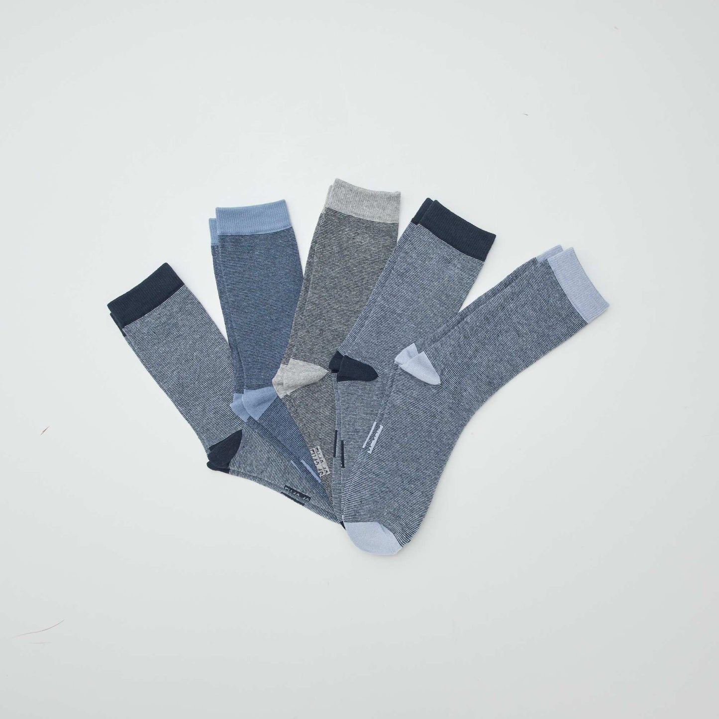 Chaussettes hautes en maille - Lot de 5 BLEU/GRIS