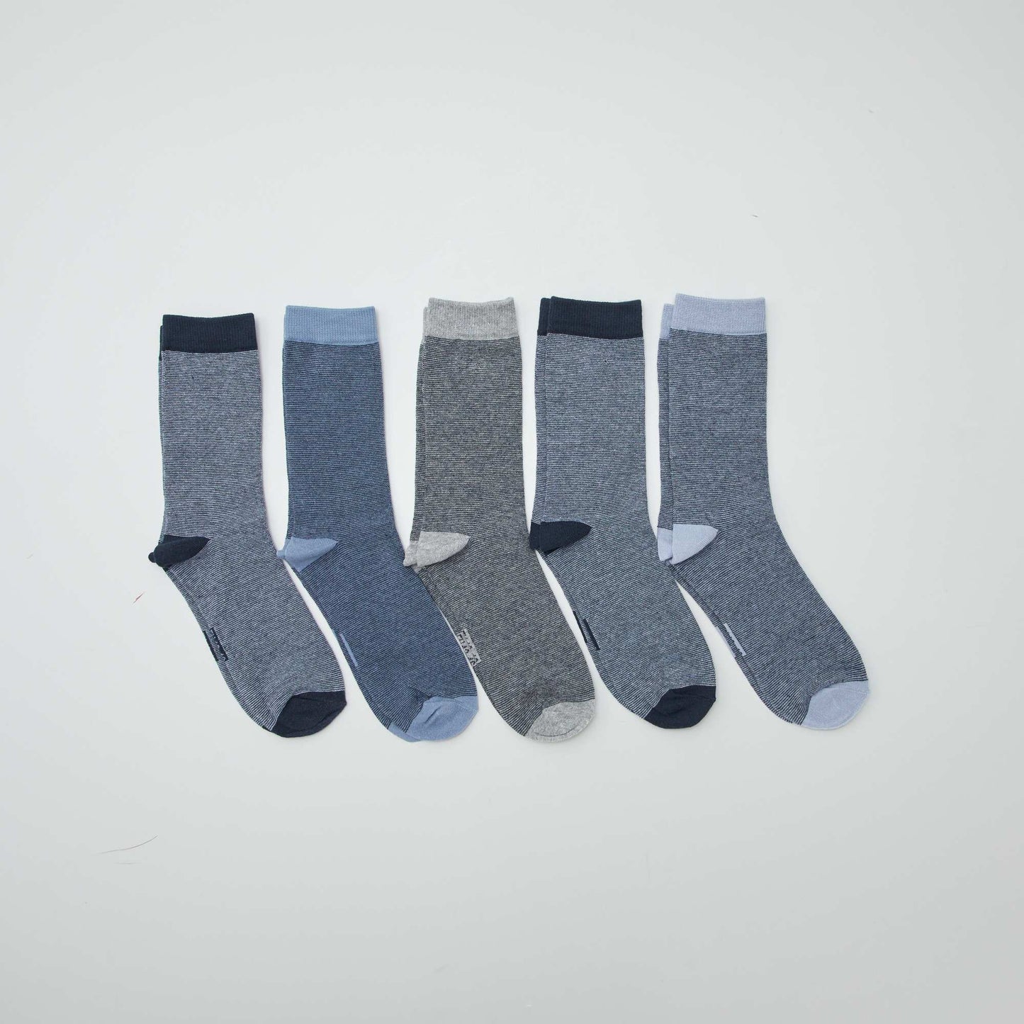 Chaussettes hautes en maille - Lot de 5 BLEU/GRIS