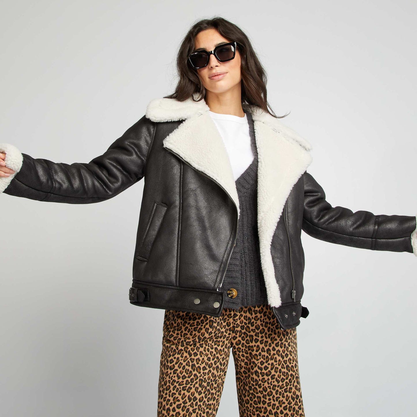 Blouson aviateur fourr noir
