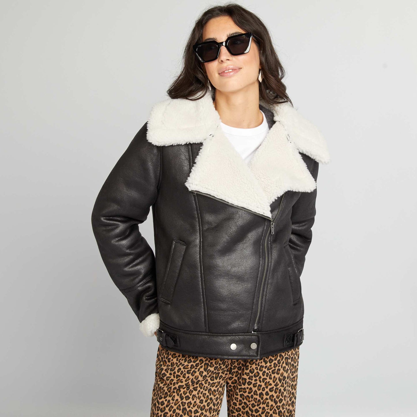 Blouson aviateur fourr noir