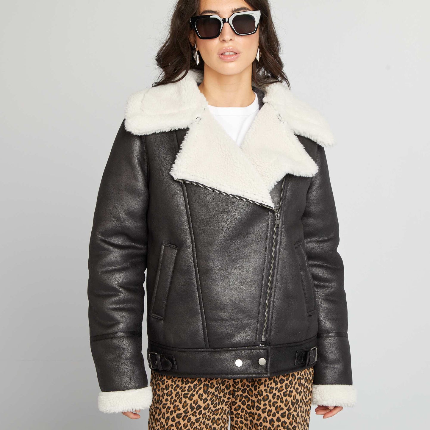 Blouson aviateur fourr noir