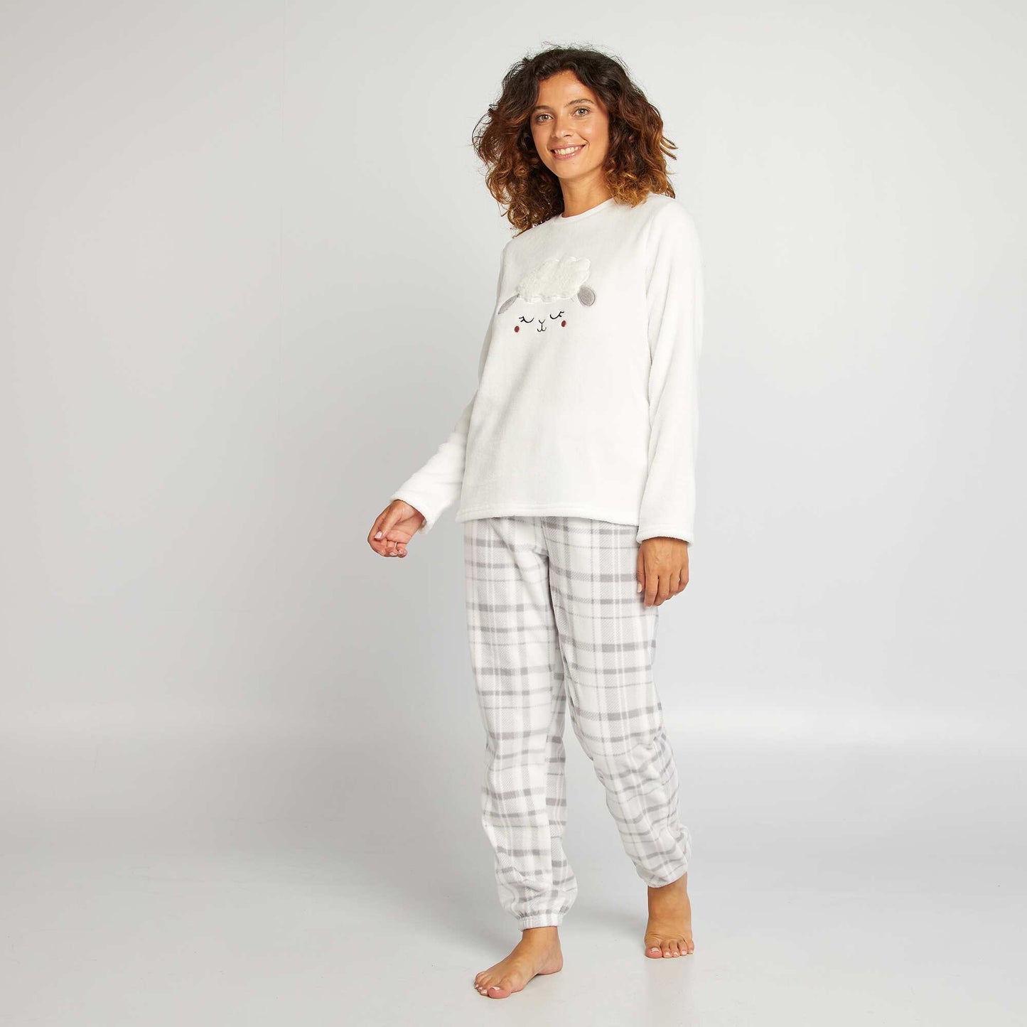 Pyjama sweat + pantalon en polaire - 2 pi ces Blanc