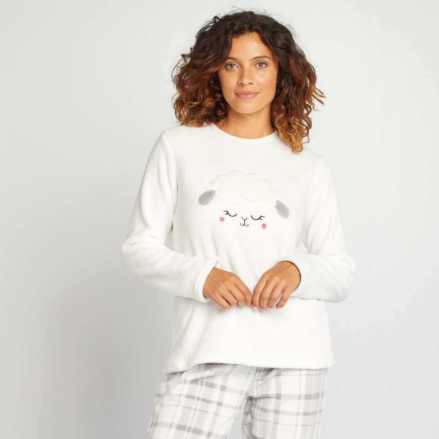 Pyjama sweat + pantalon en polaire - 2 pi ces Blanc