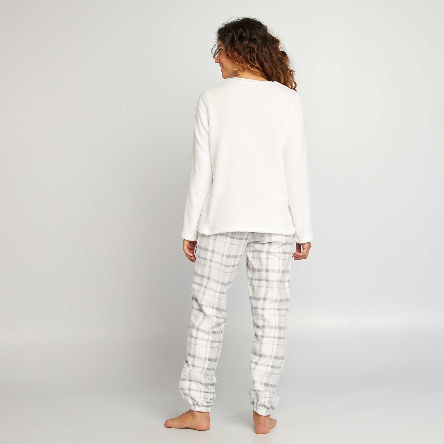 Pyjama sweat + pantalon en polaire - 2 pi ces Blanc