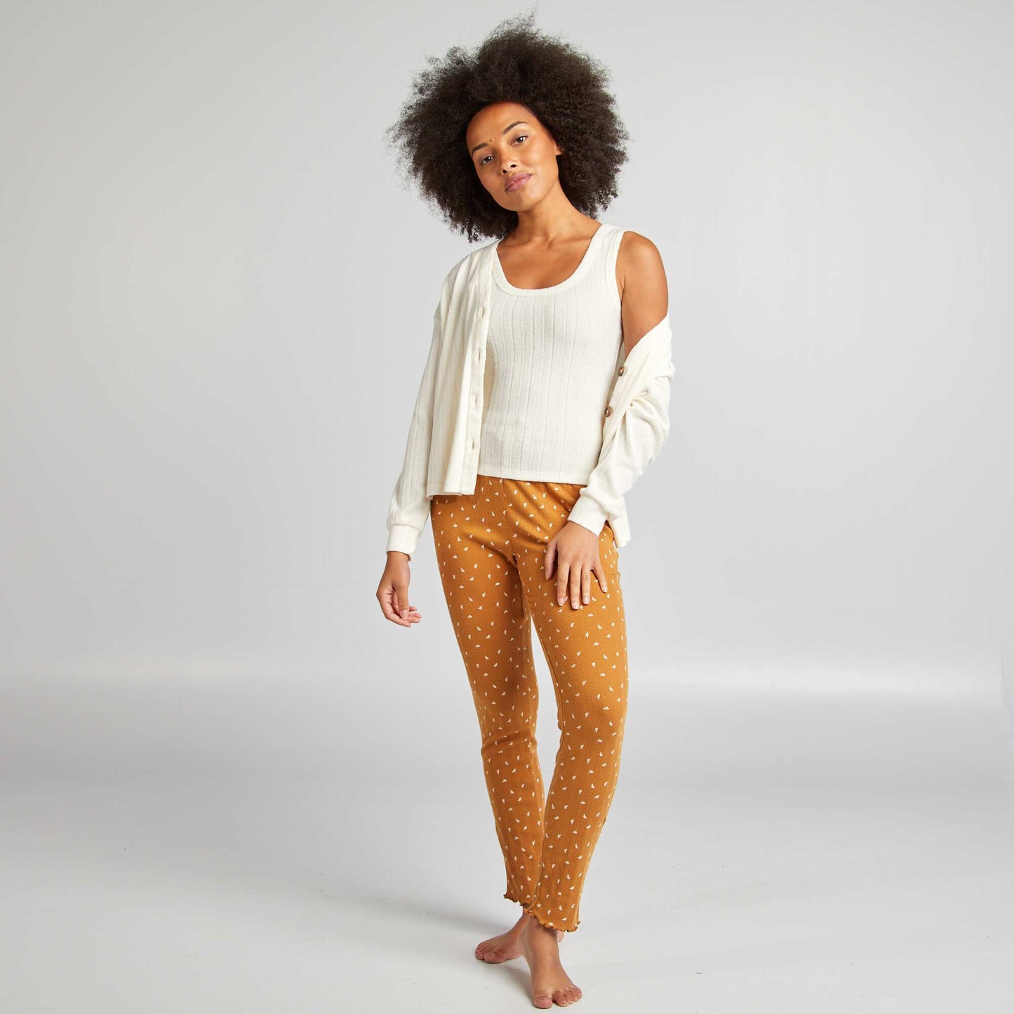 Ensemble d bardeur + gilet de nuit Beige