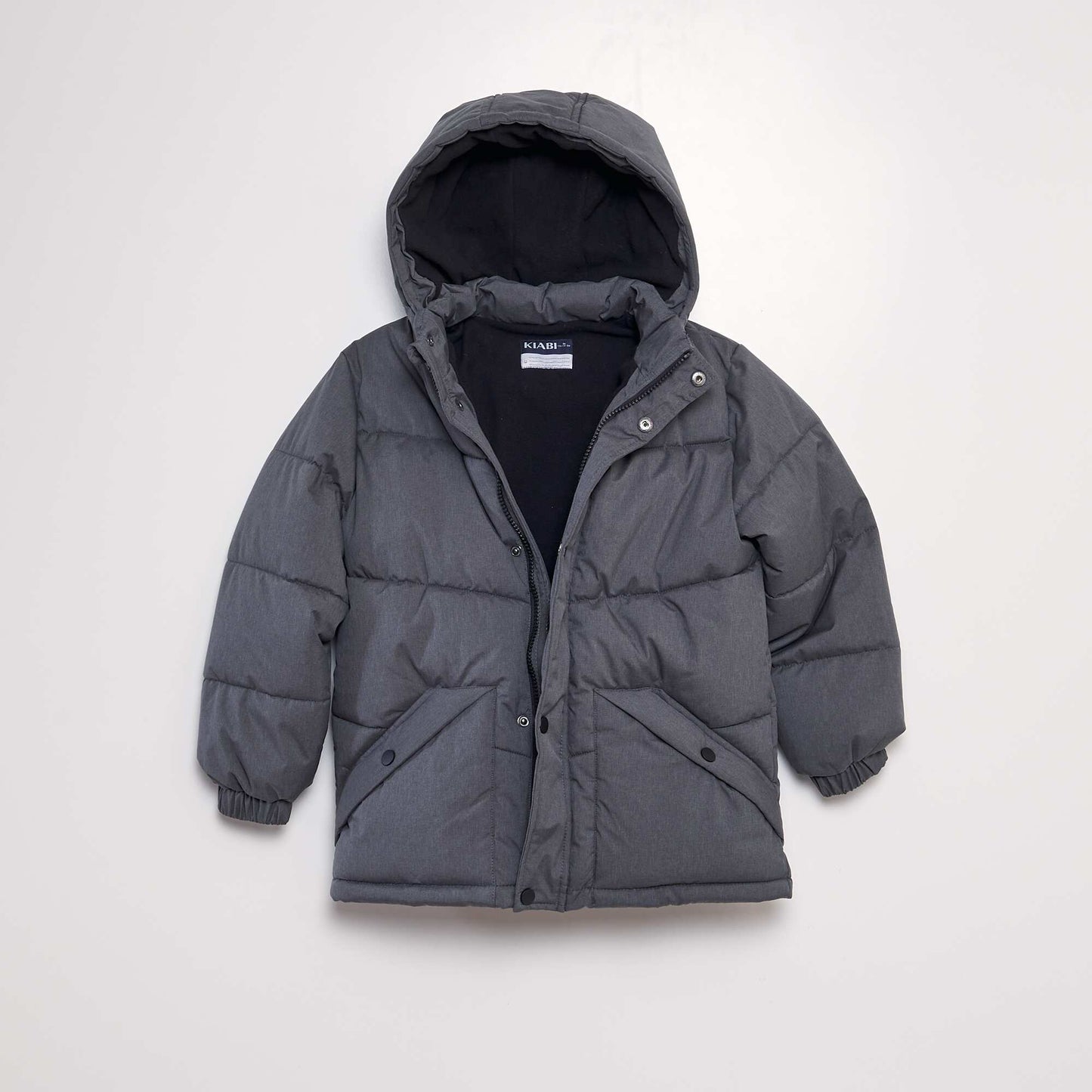 Doudoune mi-longue matelass e Gris fonc