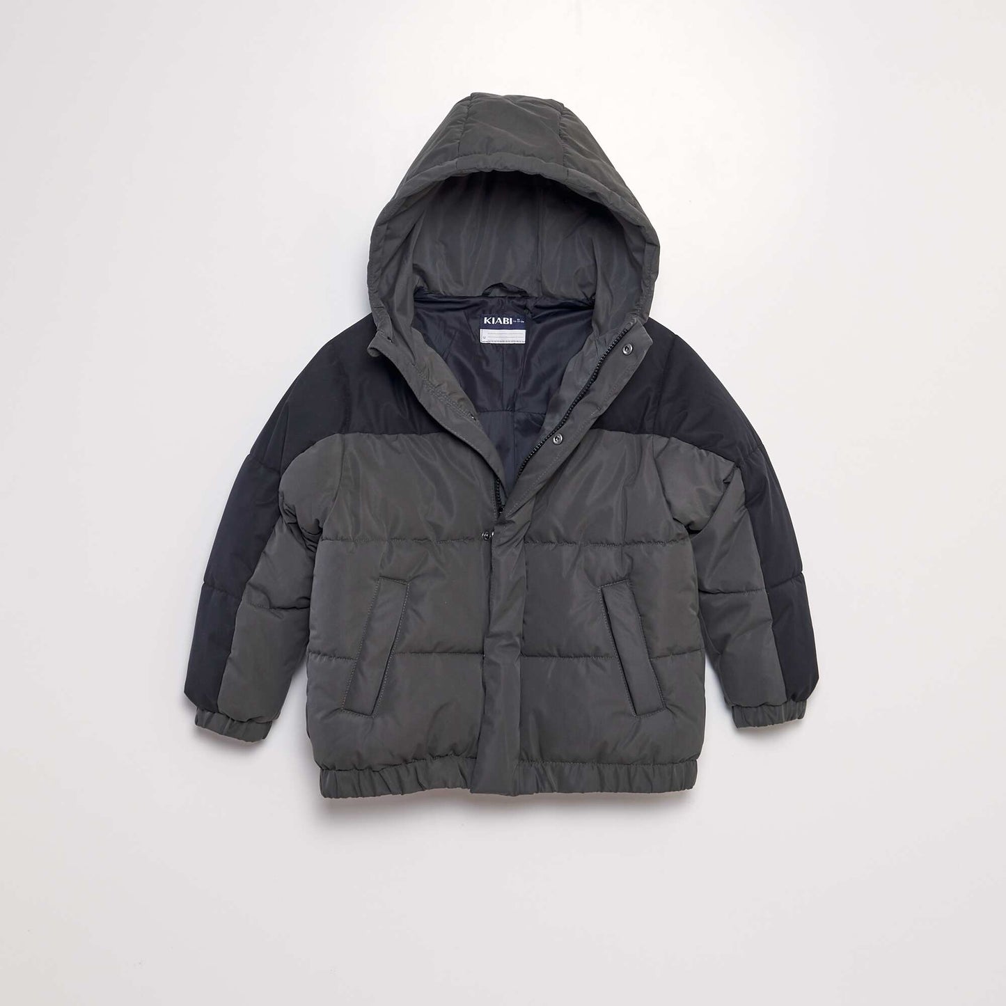Doudoune color block capuche noir