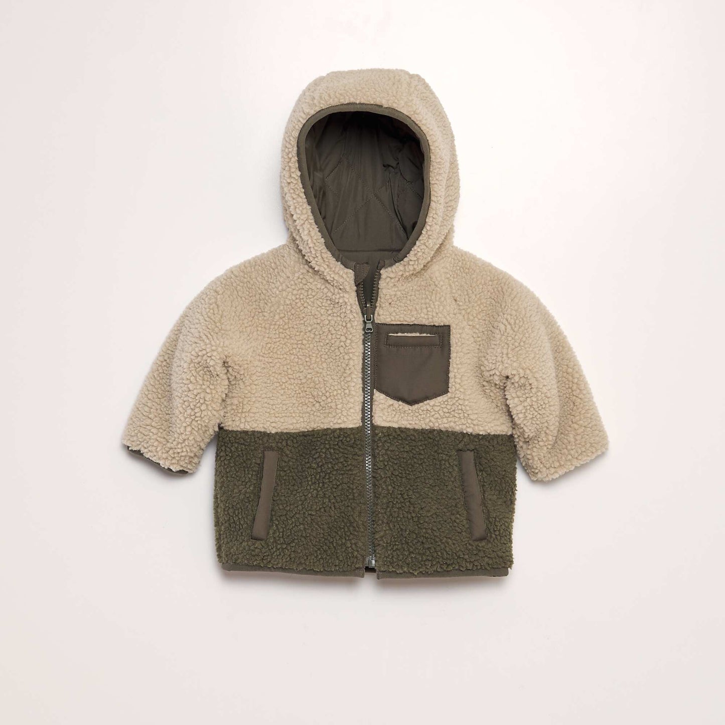 Blouson r versible capuche Kaki