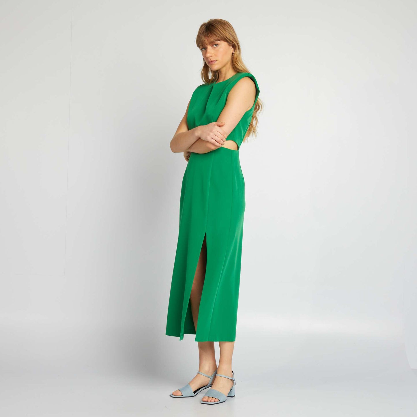 Robe longue ouvertures vert
