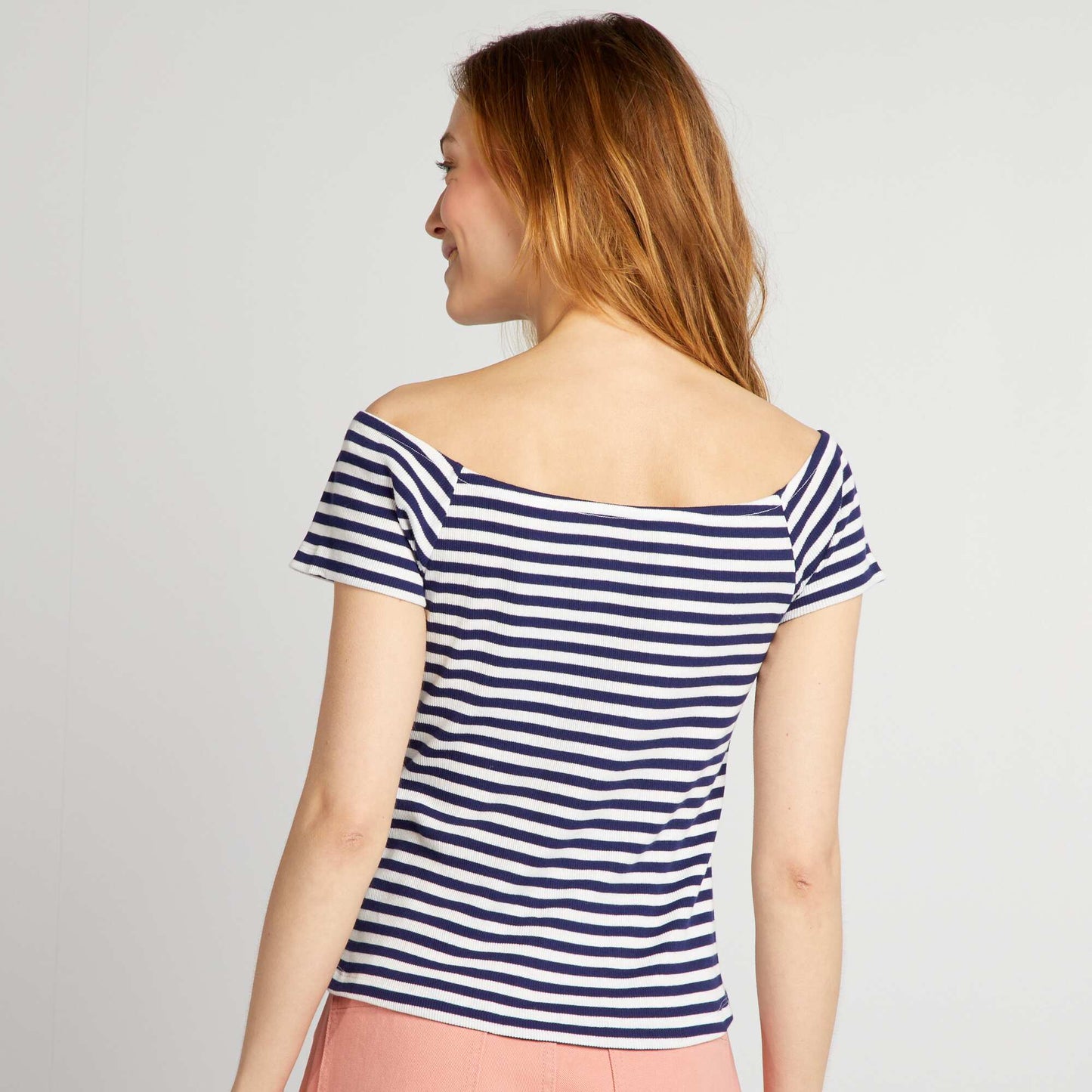 T-shirt bardot en maille cotel e Bleu ray