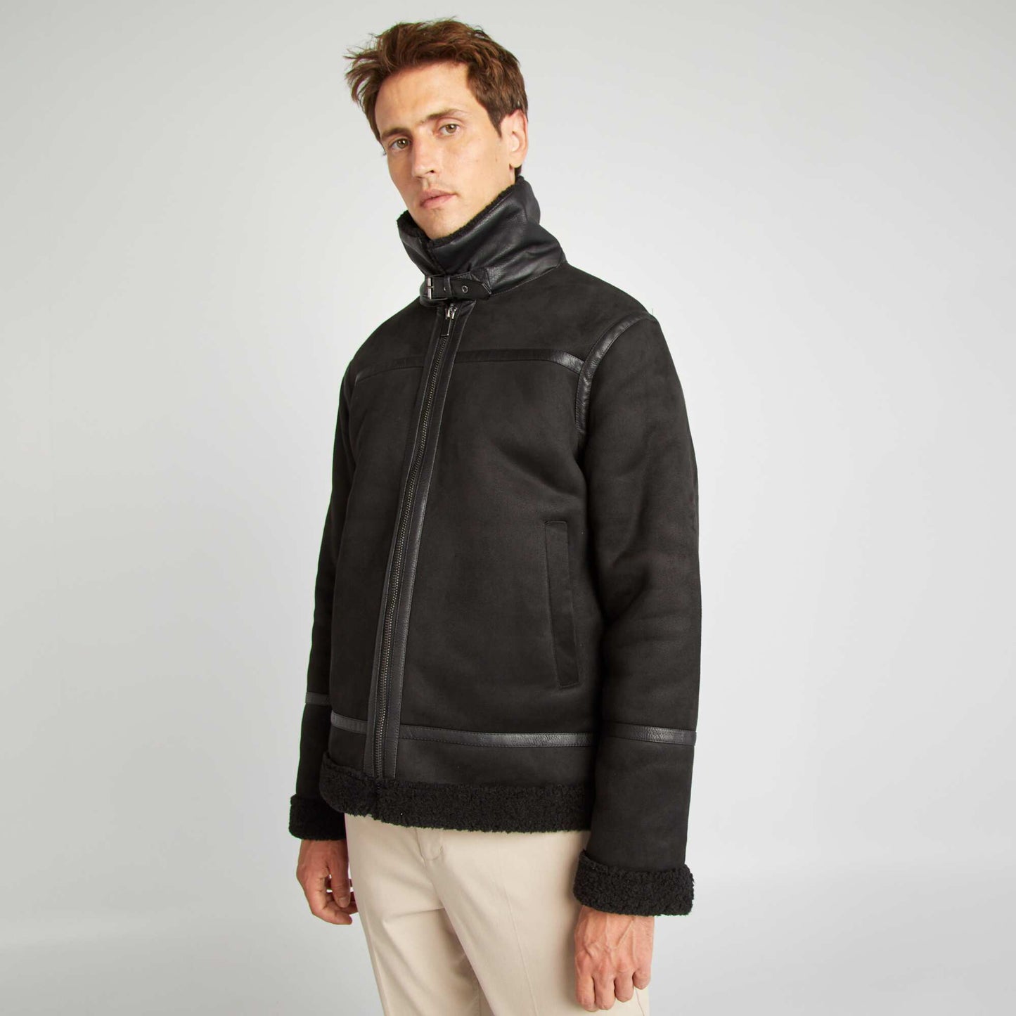 Blouson en su dine et sherpa noir