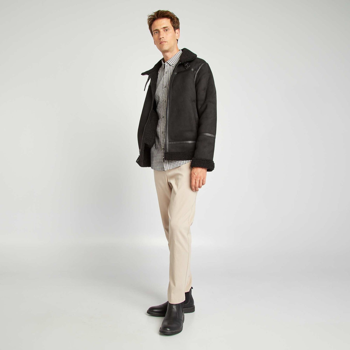 Blouson en su dine et sherpa noir