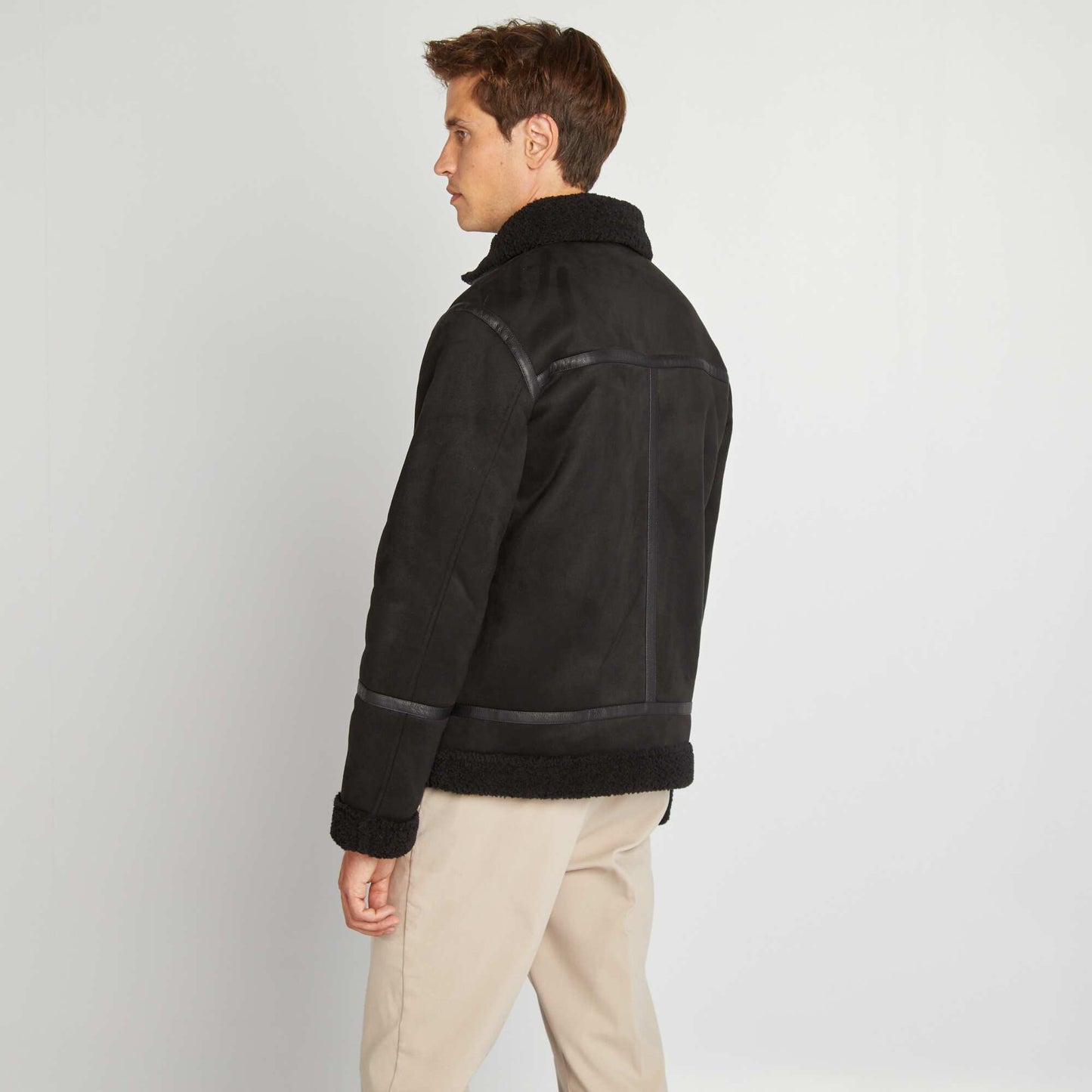 Blouson en su dine et sherpa noir