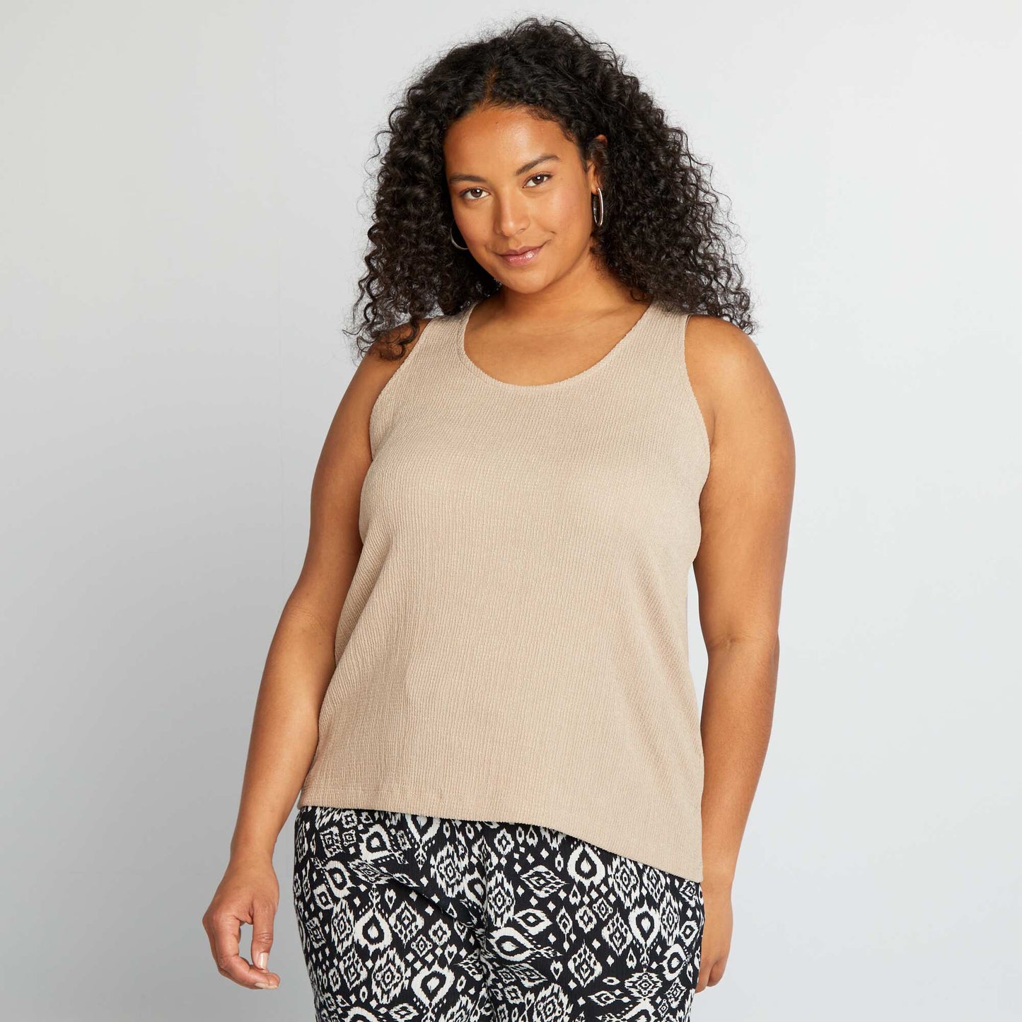 D bardeur large en maille gaufr e Taupe