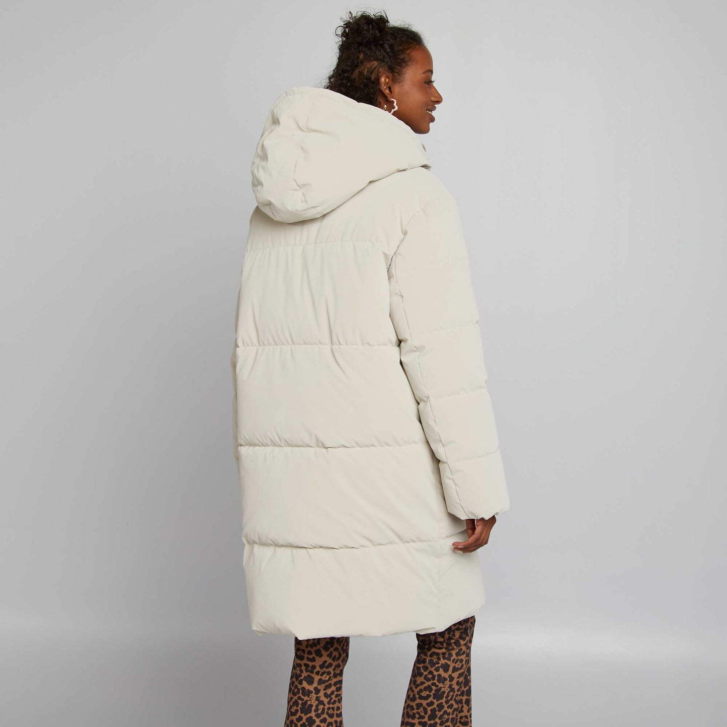 Doudoune longue capuche Beige