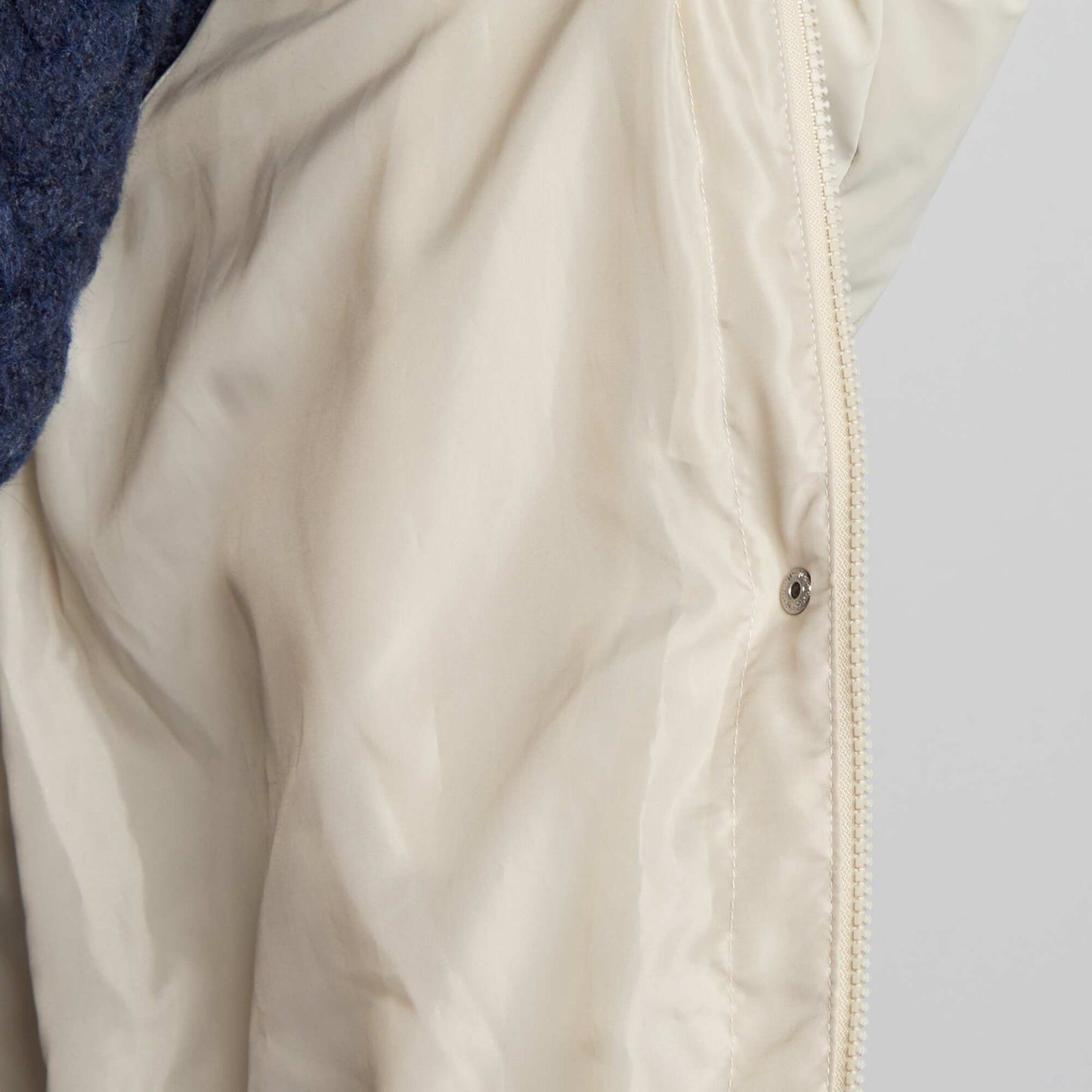 Doudoune longue capuche Beige