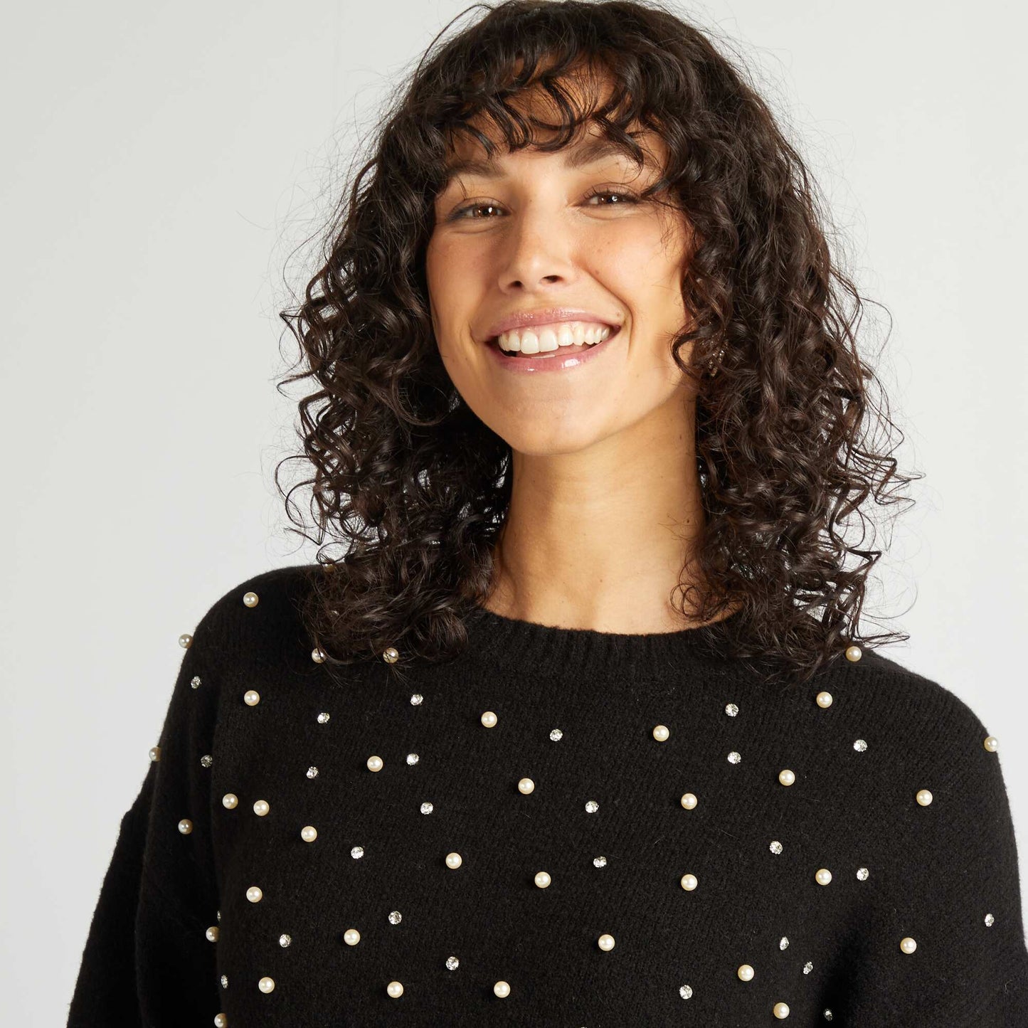 Pull de maternité avec perles Noir