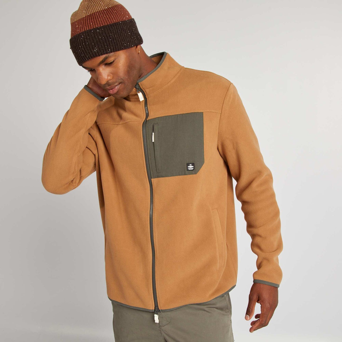 Veste en polaire col chemin Beige