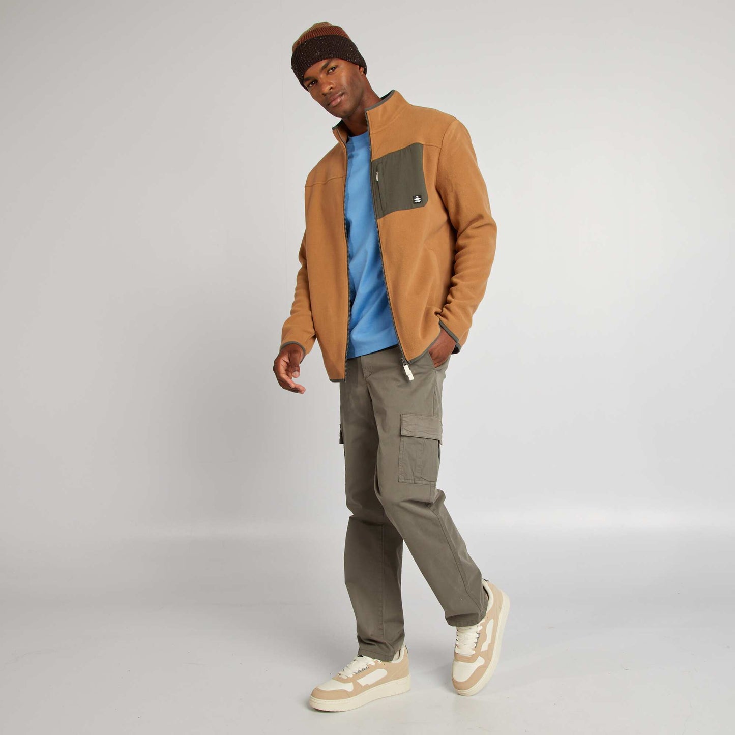 Veste en polaire col chemin Beige