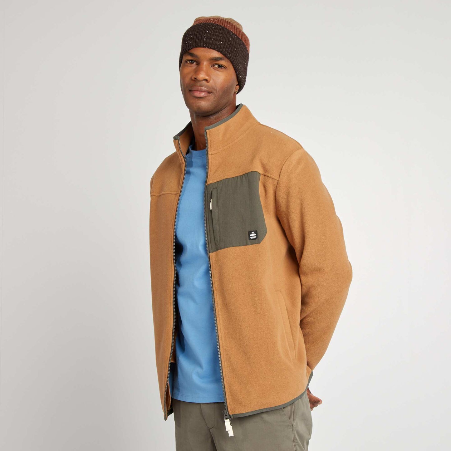Veste en polaire col chemin Beige