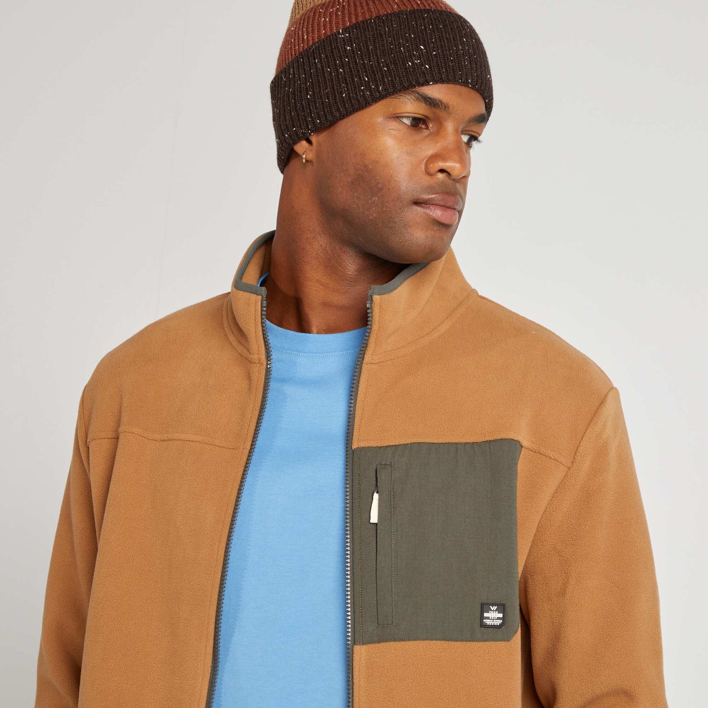 Veste en polaire col chemin Beige