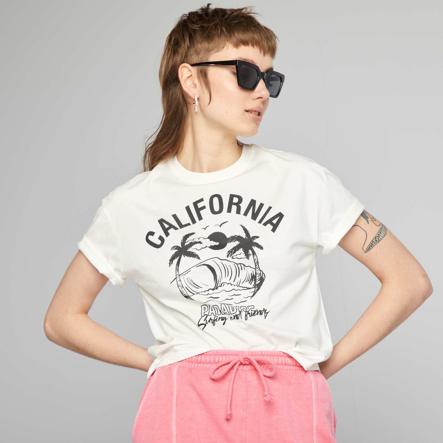 Tee-shirt oversize imprim Blanc