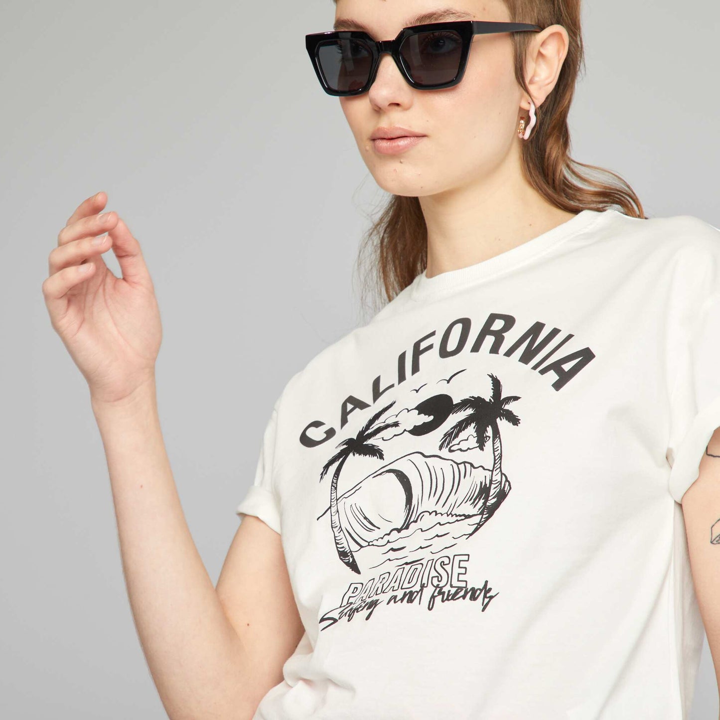 Tee-shirt oversize imprim Blanc