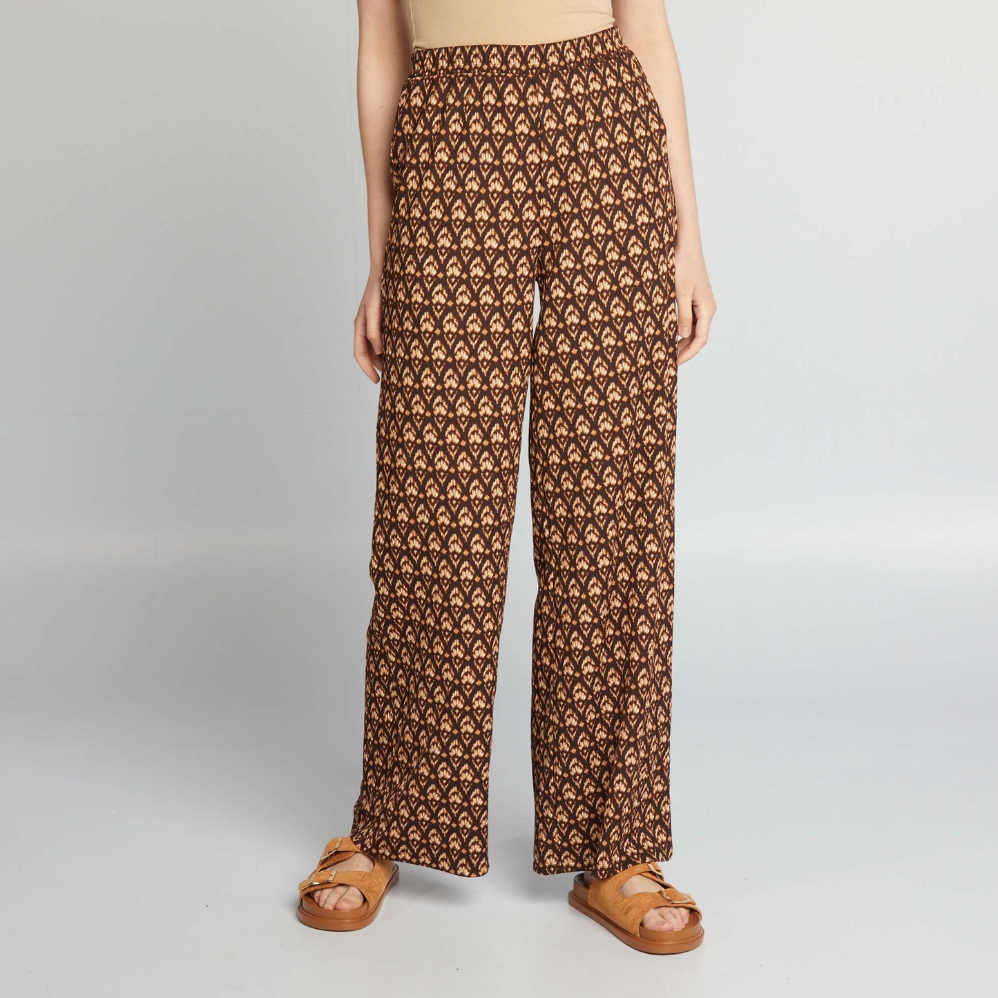 Pantalon fluide imprim Noir/marron
