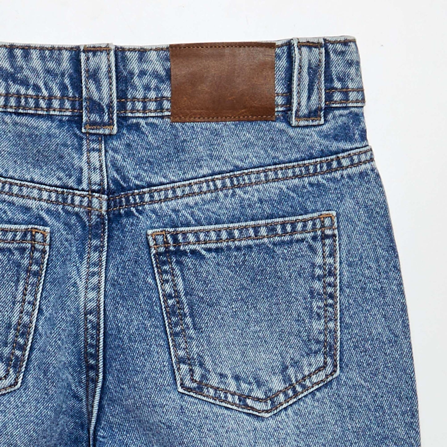 Jean mom avec perles fantaisies Bleu