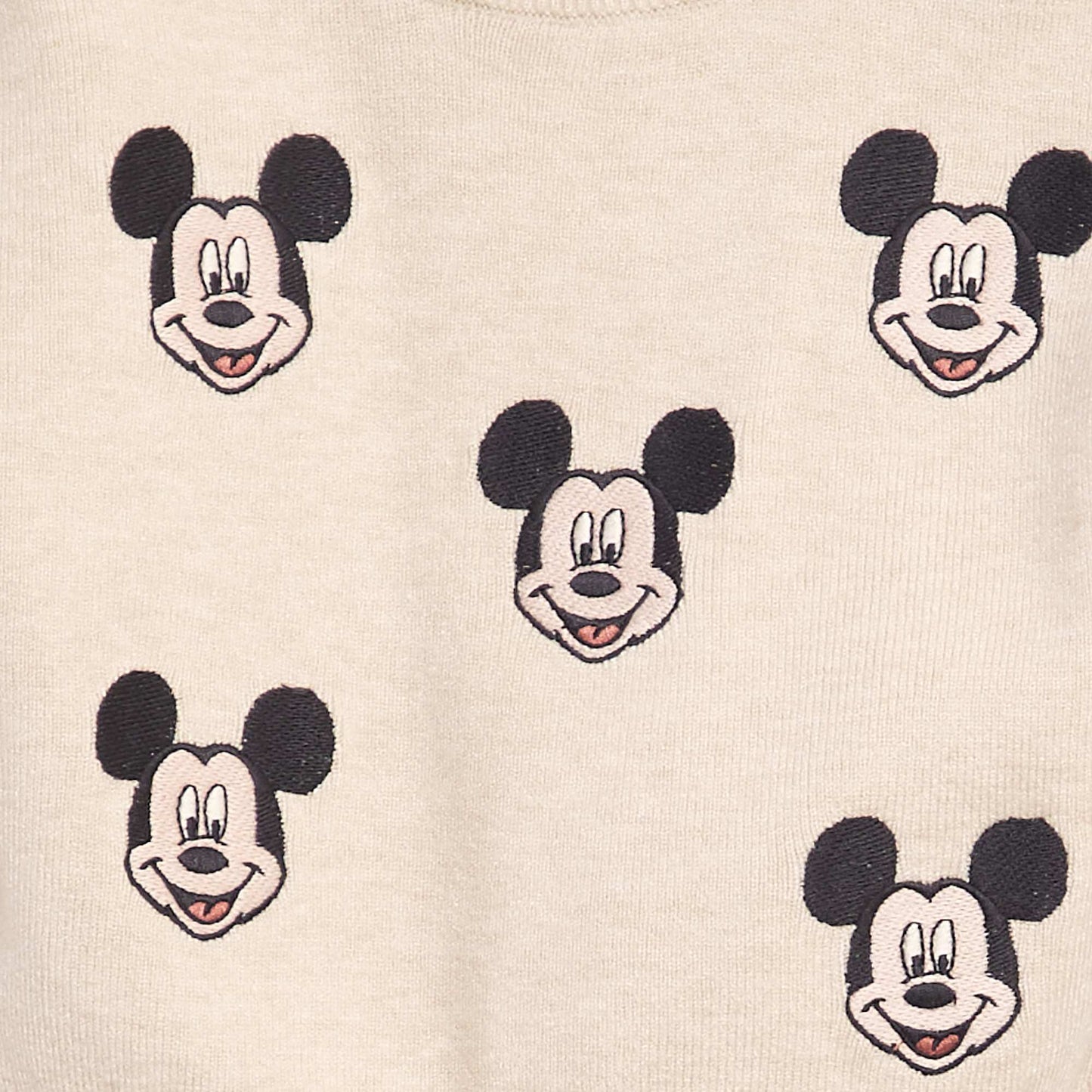 Pull en maille fine brodé 'Mickey' Beige