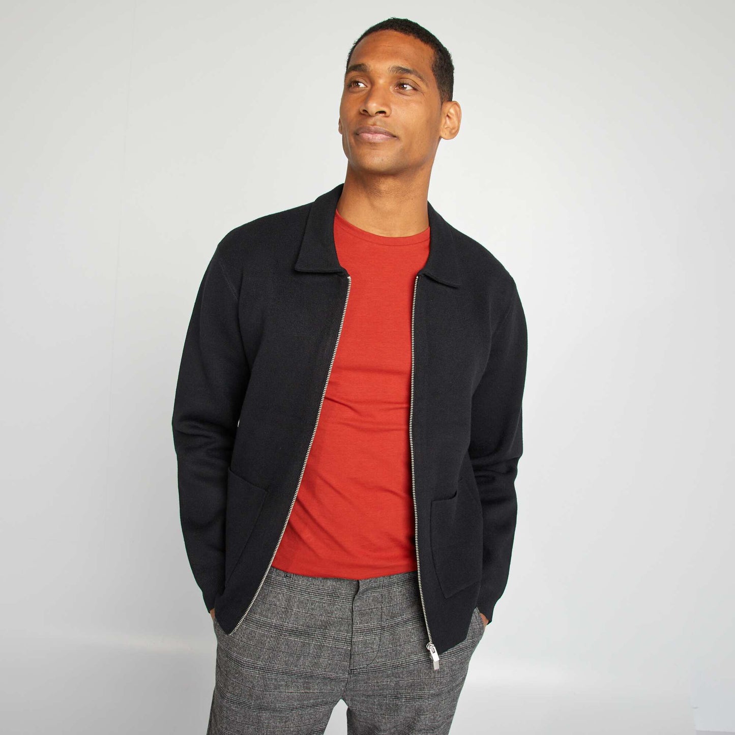 Gilet zippée col polo noir