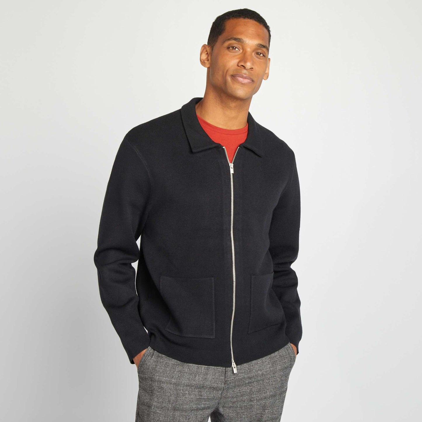 Gilet zippée col polo noir