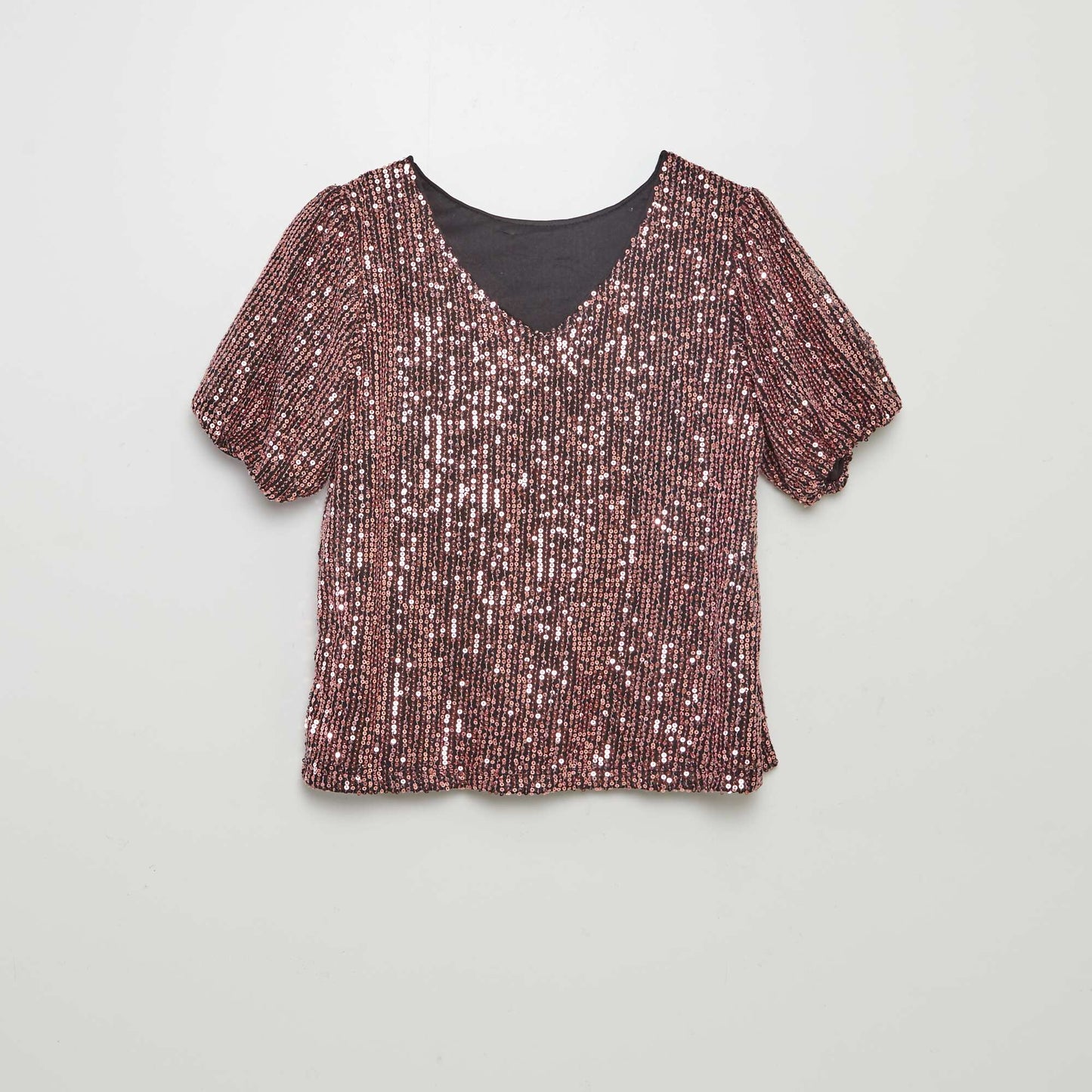 Blouse manches courtes sequins Rose
