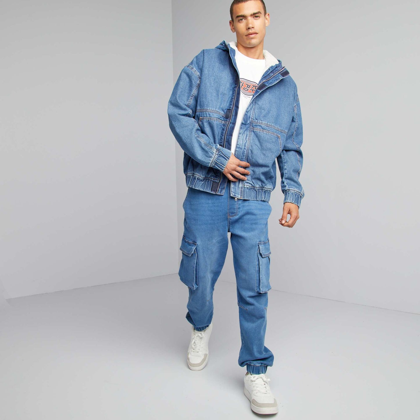 Blouson en jean avec int rieur sherpa Stone