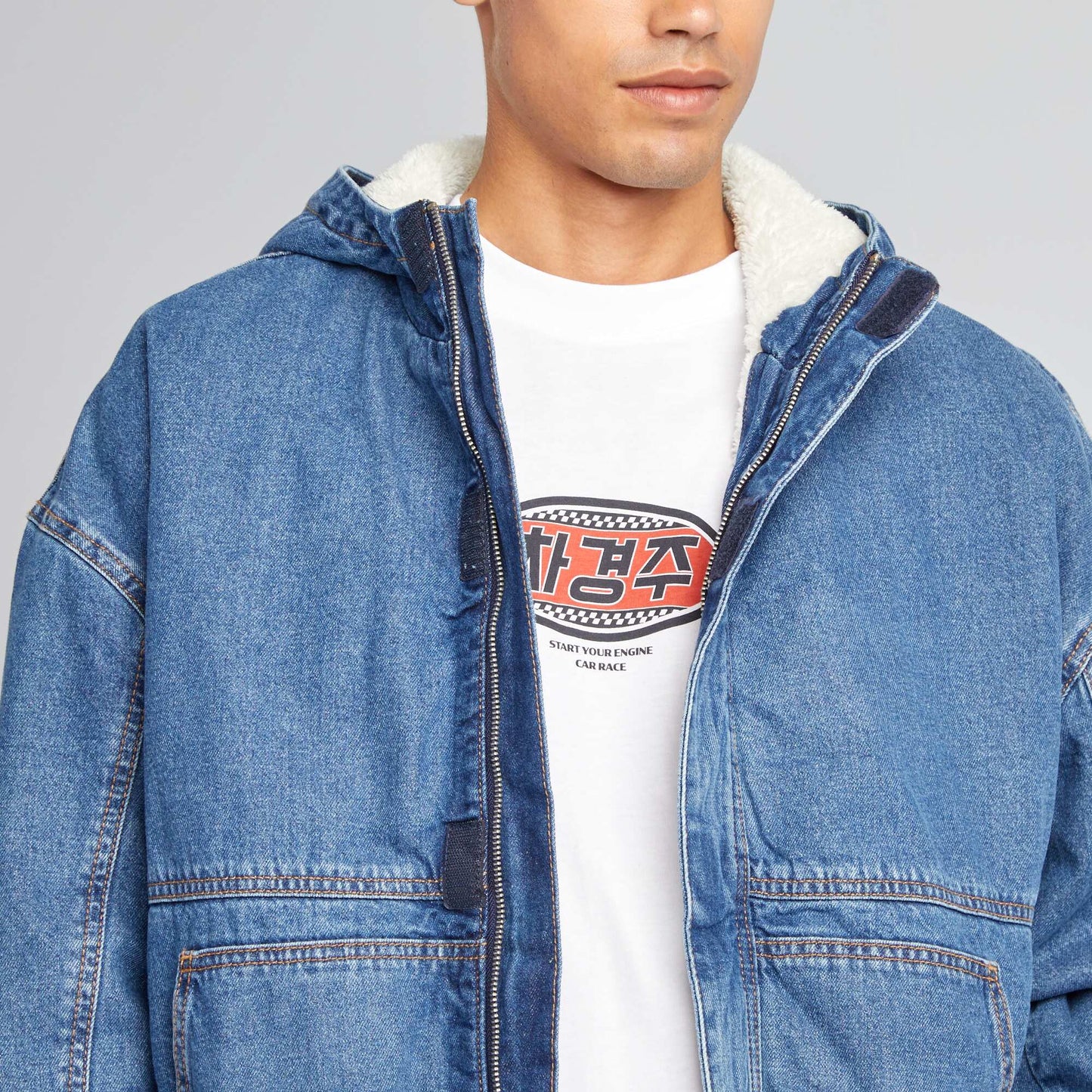 Blouson en jean avec int rieur sherpa Stone
