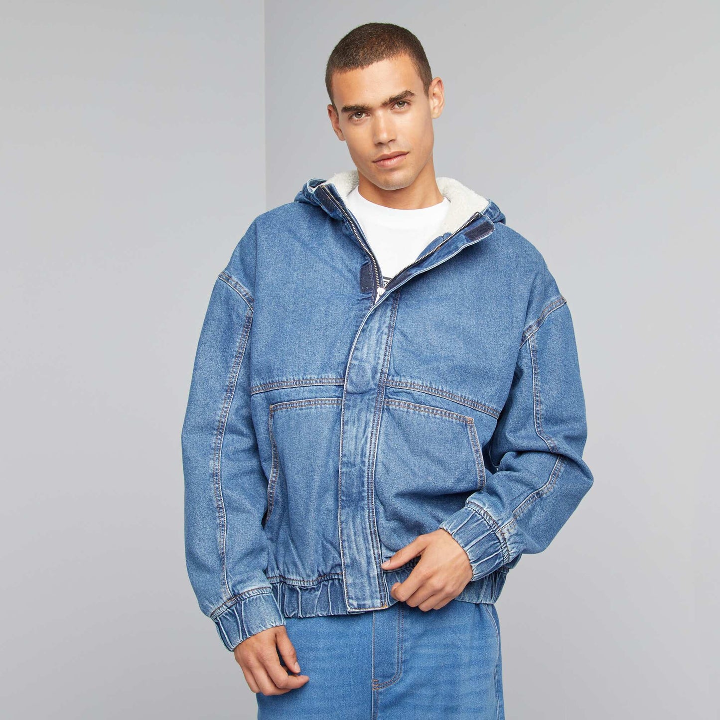 Blouson en jean avec int rieur sherpa Stone