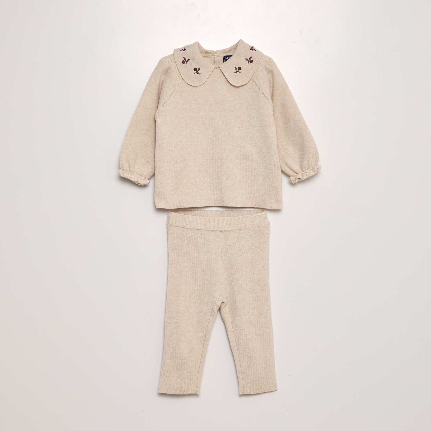Ensemble pull + pantalon en maille compact - 2 pièces Beige