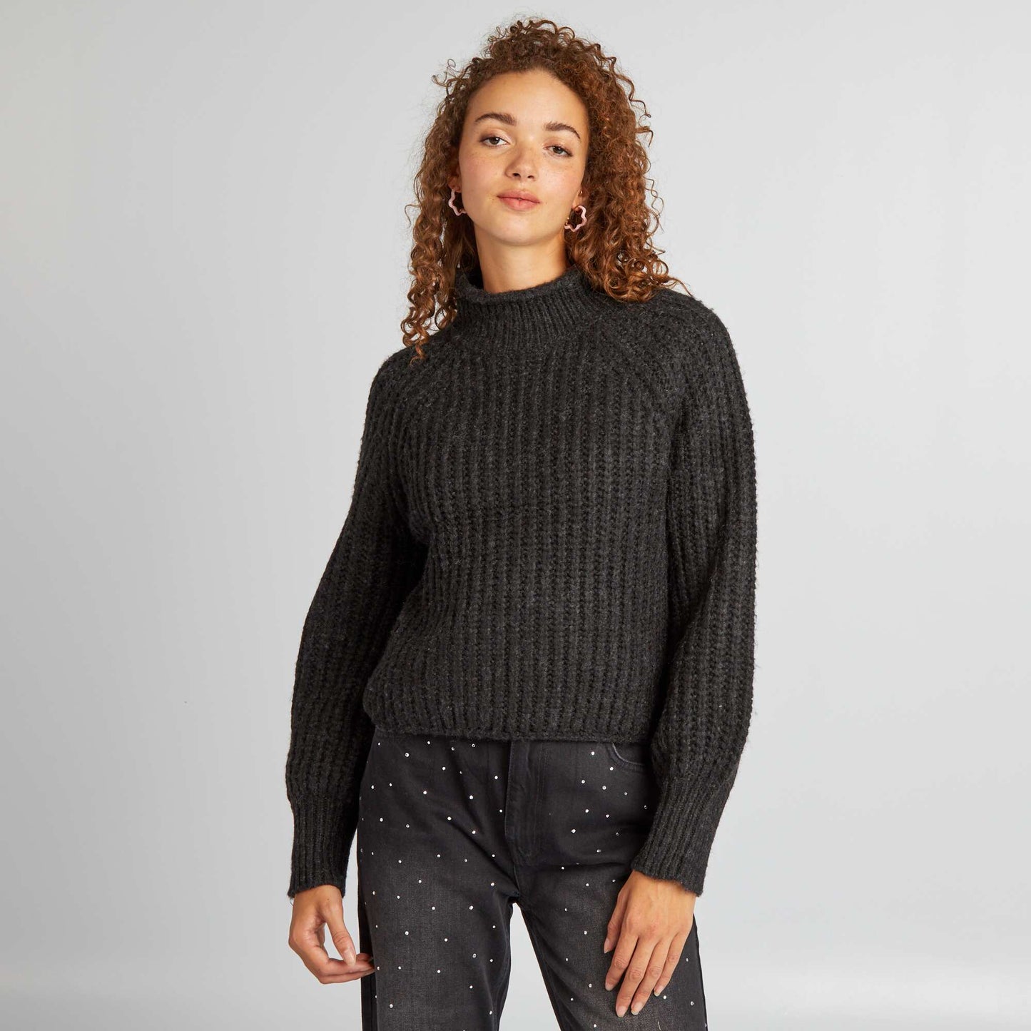 Pull col montant Gris