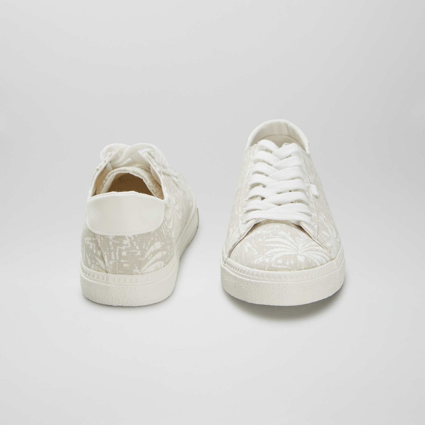 Baskets basses en toile imprimée Beige
