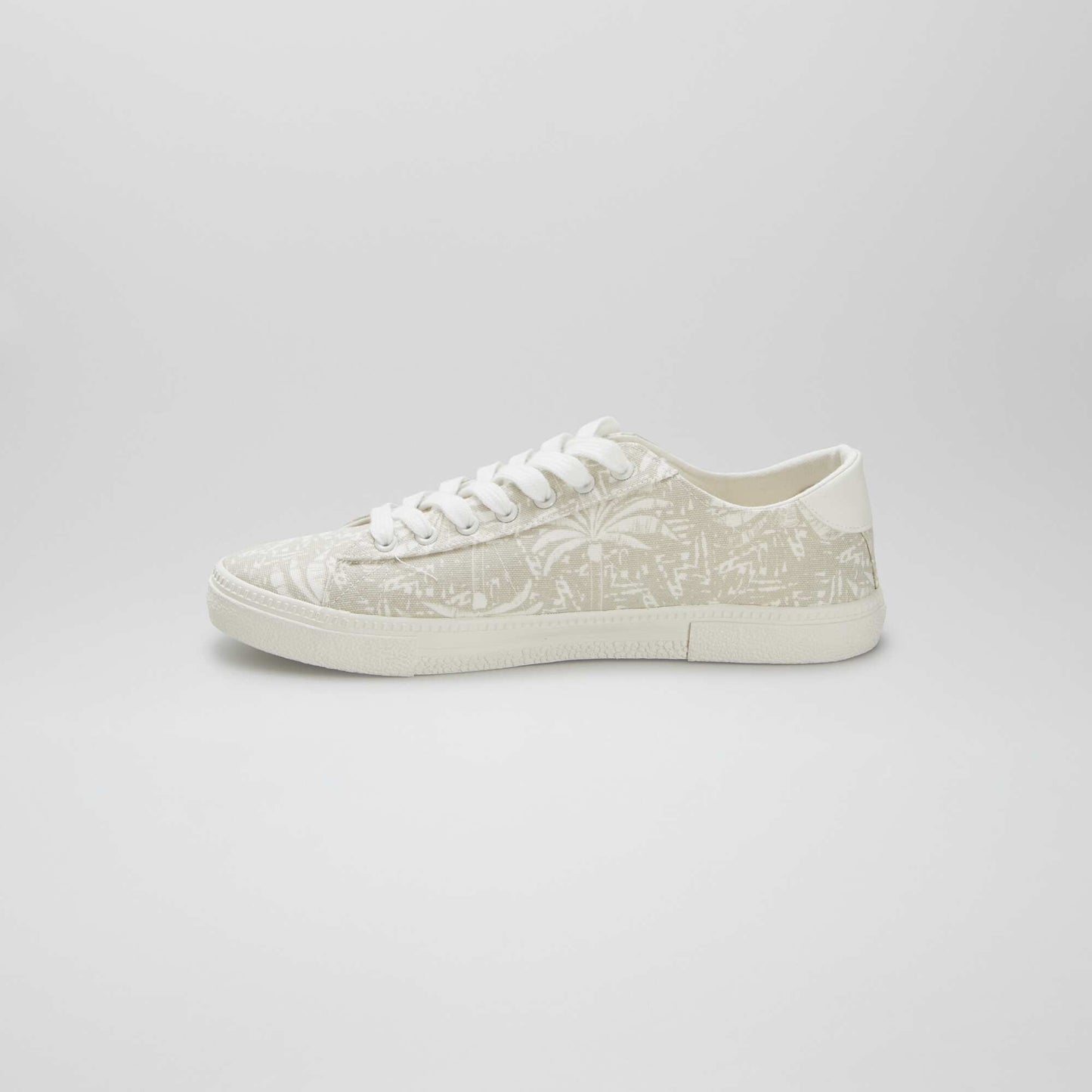 Baskets basses en toile imprimée Beige